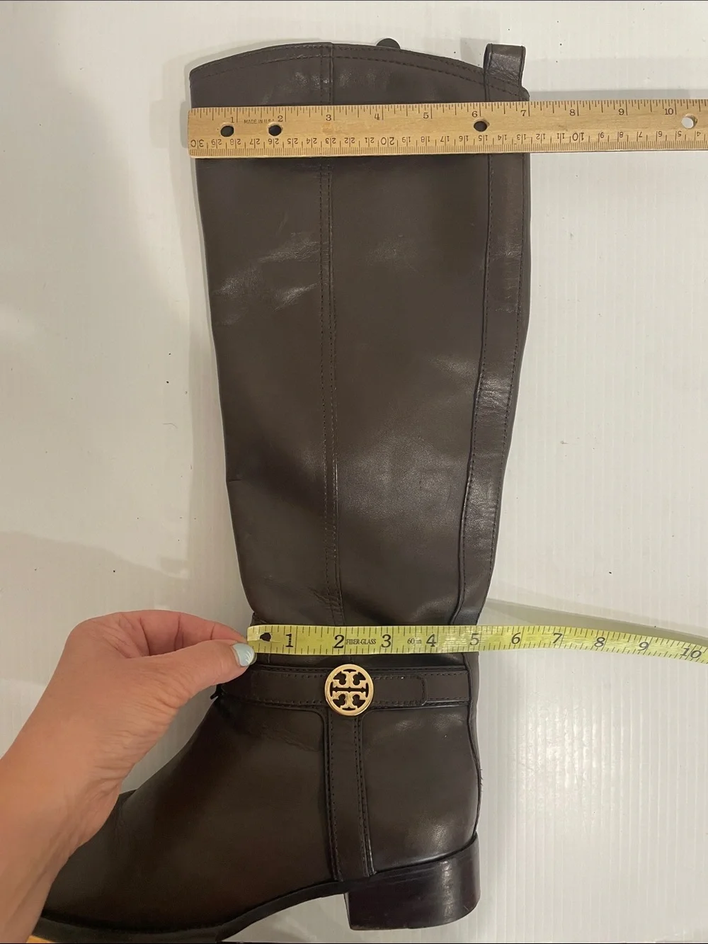 Tory Burch Riding Bristol Boots Women’s Sz 8 Brown Coconut Gold Leather Side Zip